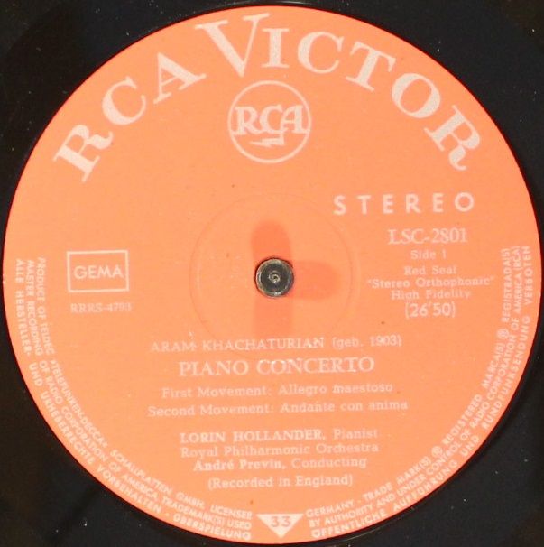 RCA Red Seal LSC 2801 - Aram Khatchaturian, Ernest Bloch, Lorin - Image 3