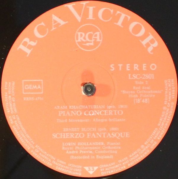 RCA Red Seal LSC 2801 - Aram Khatchaturian, Ernest Bloch, Lorin - Image 4