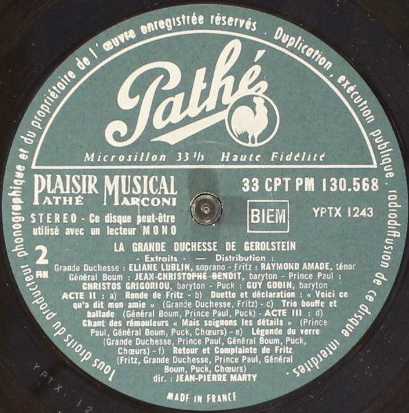 Pathé CPTPM 130568 - Jacques Offenbach, Orchestre De La Société - Image 3