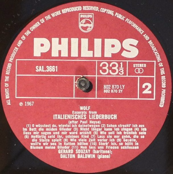 Philips 802 870 LY - Hugo Wolf, Gérard Souzay, Dalton Baldwin - - Image 4