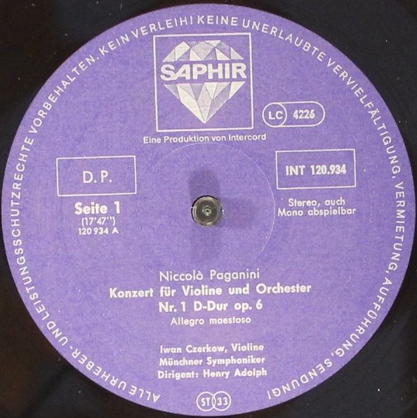 Saphir INT 120.934 - Niccolò Paganini, Ivan Cerkov, Münchner Sym - Image 4