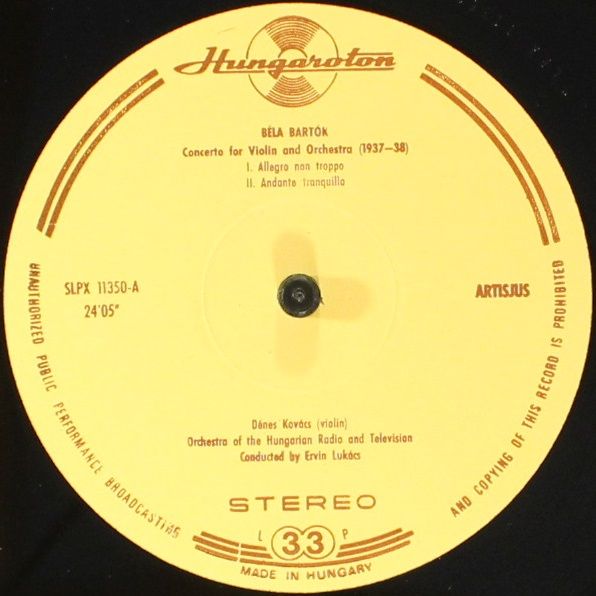 Hungaroton SLPX 11350 - Béla Bartók, Dénes Kovács, Budapest Symp - Image 4