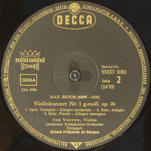 DECCA SMD 1081 - Max Bruch, Felix Mendelssohn-Bartholdy, Ion Voi - Image 4