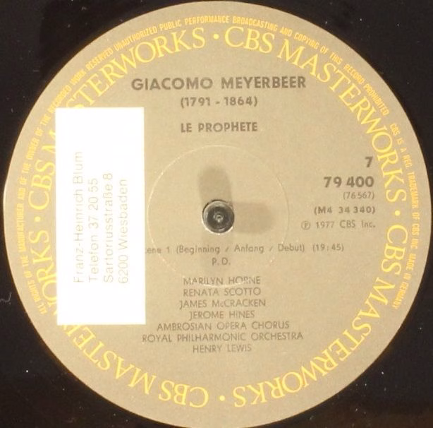 CBS Masterworks 79400 - Giacomo Meyerbeer, Marilyn Horne, Renata - Image 10