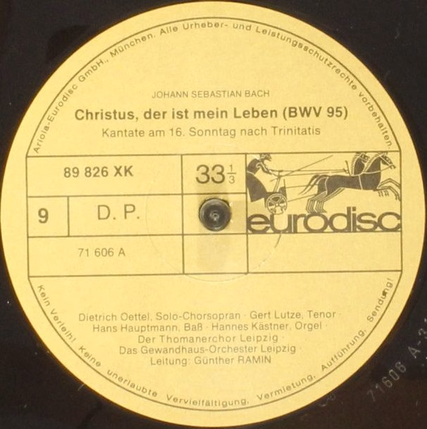 Eurodisc 89822 X - Johann Sebastian Bach, Günther Ramin, Thomane - Image 5