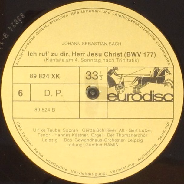 Eurodisc 89822 X - Johann Sebastian Bach, Günther Ramin, Thomane - Image 10
