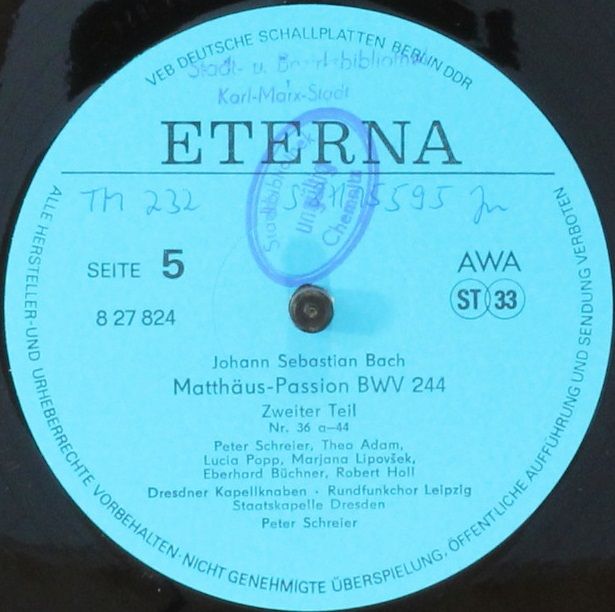 Eterna 8 27 822 - 825 - Johann Sebastian Bach, Peter Schreier - - Image 7