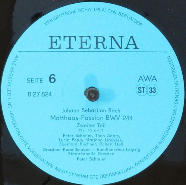 Eterna 8 27 822 - 825 - Johann Sebastian Bach, Peter Schreier - - Image 8