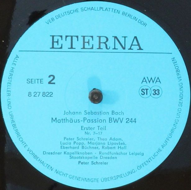 Eterna 8 27 822 - 825 - Johann Sebastian Bach, Peter Schreier - - Image 12