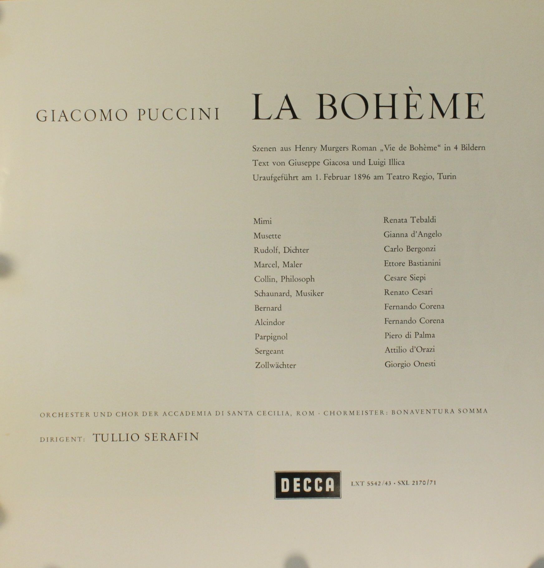 DECCA SXL 2170/1-B - Giacomo Puccini, Renata Tebaldi, Carlo Berg - Image 3