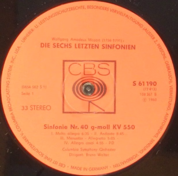 CBS S 77413 - Bruno Walter, Wolfgang Amadeus Mozart, Columbia Sy - Image 7