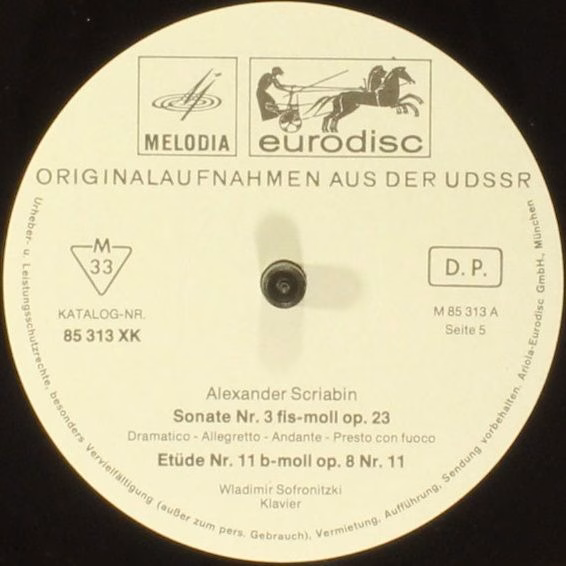 Eurodisc 85 993 XFK - Vladimir Sofronitsky, Robert Schumann, Fré - Image 5