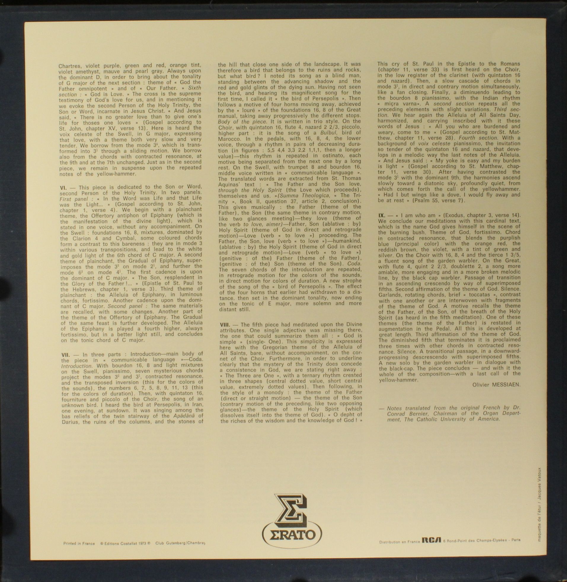 Erato STU 70750 - Olivier Messiaen - Méditations Sur Le Mystère - Image 3