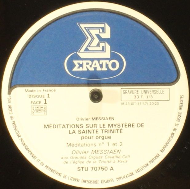 Erato STU 70750 - Olivier Messiaen - Méditations Sur Le Mystère - Image 4