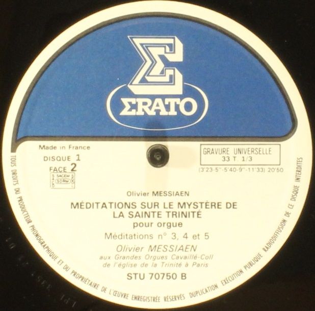Erato STU 70750 - Olivier Messiaen - Méditations Sur Le Mystère - Image 5