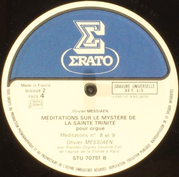 Erato STU 70750 - Olivier Messiaen - Méditations Sur Le Mystère - Image 6