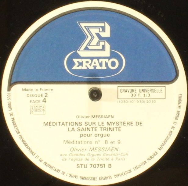 Erato STU 70750 - Olivier Messiaen - Méditations Sur Le Mystère - Image 6