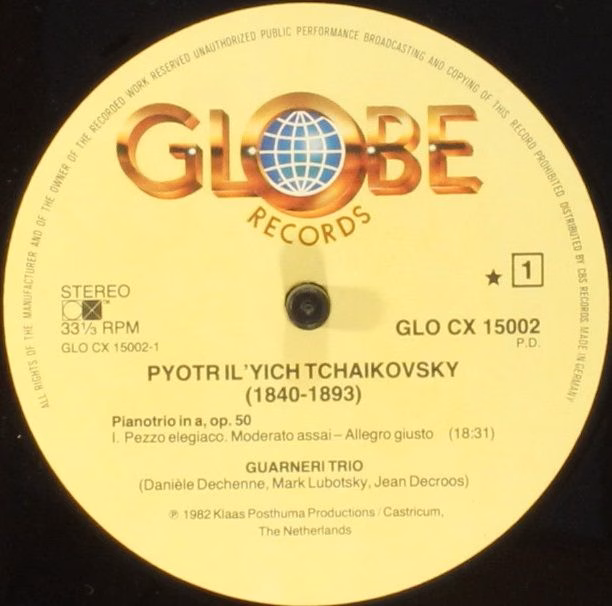 Globe GLO CX 15002 - Pyotr Ilyich Tchaikovsky, Guarneri Trio, Da - Image 3