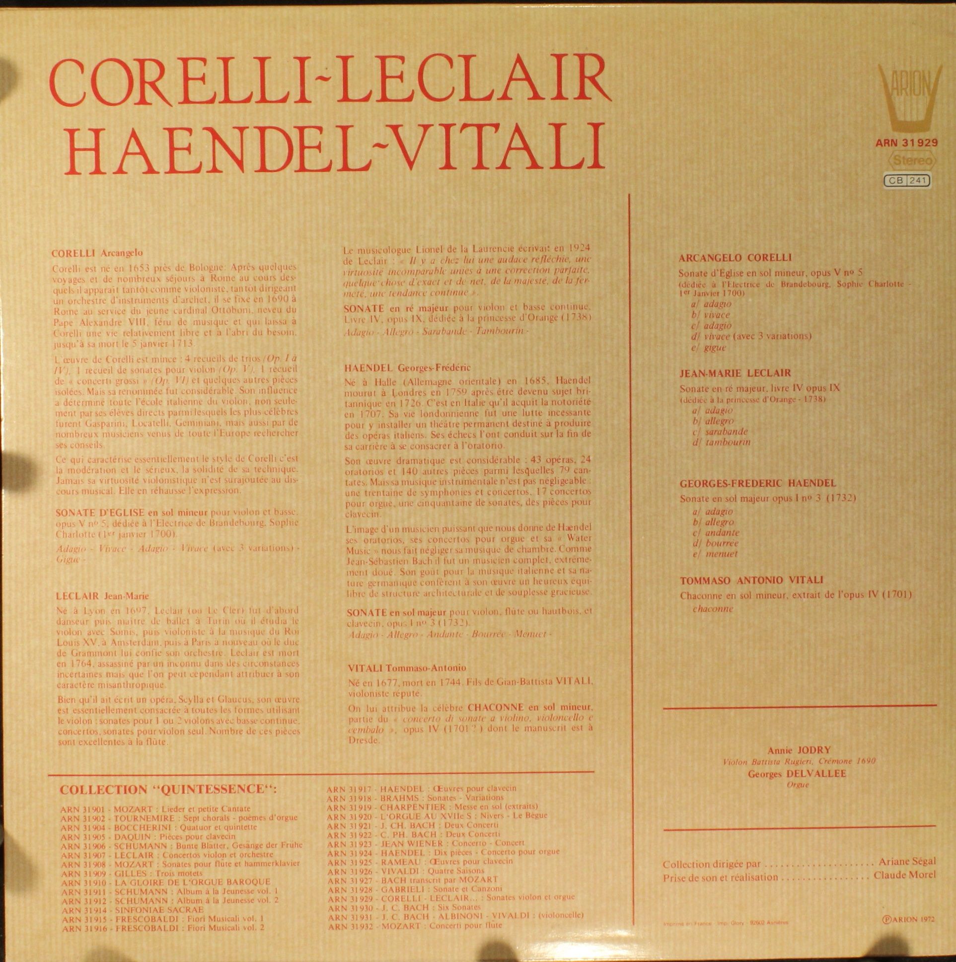 ARION ARN 31 929 - Annie Jodry, Georges Delvallée - Corelli-Lecl - Image 2