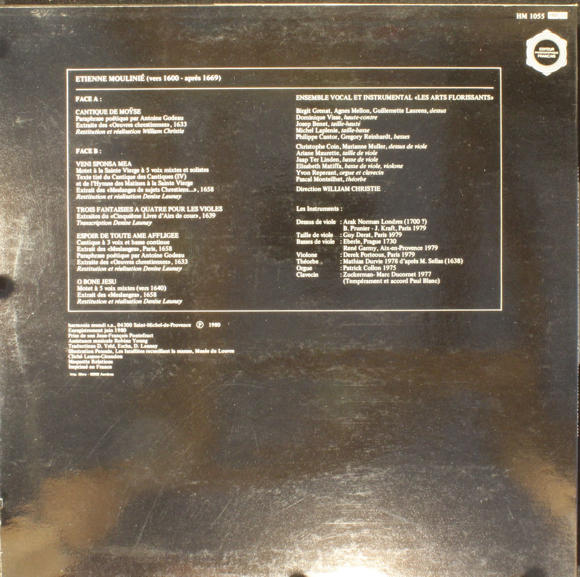 harmonia mundi France HM 1055 - Étienne Moulinié, Les Arts Flori - Image 2