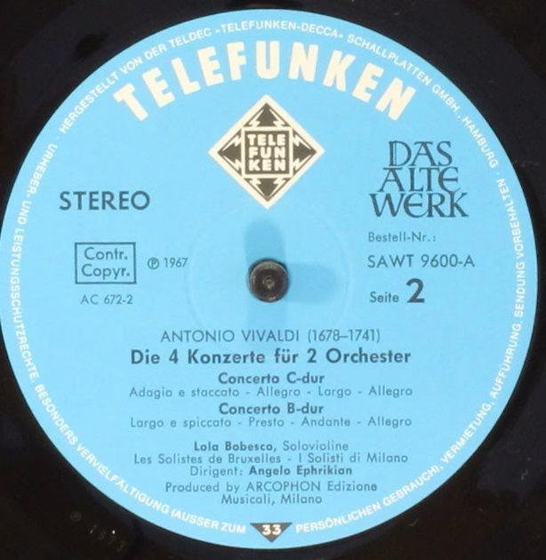 Telefunken SAWT 9600-A - Antonio Vivaldi, Franco Fantini, Lola B - Image 5