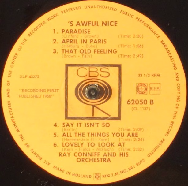 CBS 62050 - Ray Conniff & His Orchestra - 'S Awful Nice - Image 4