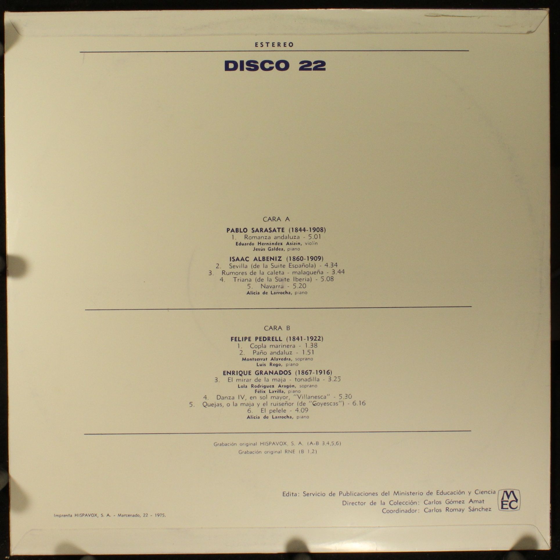 MEC Disco 22 - Various - Iniciación A La Música / Antología Sono - Image 2