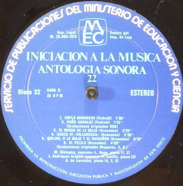 MEC Disco 22 - Various - Iniciación A La Música / Antología Sono - Image 4