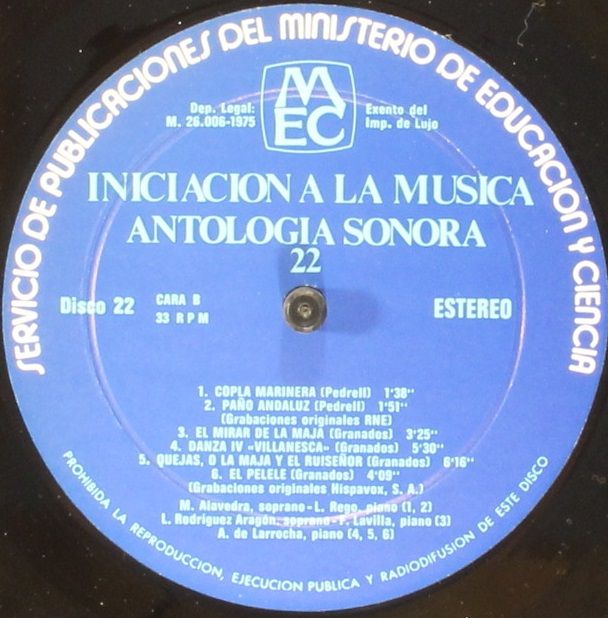 MEC Disco 22 - Various - Iniciación A La Música / Antología Sono - Image 4