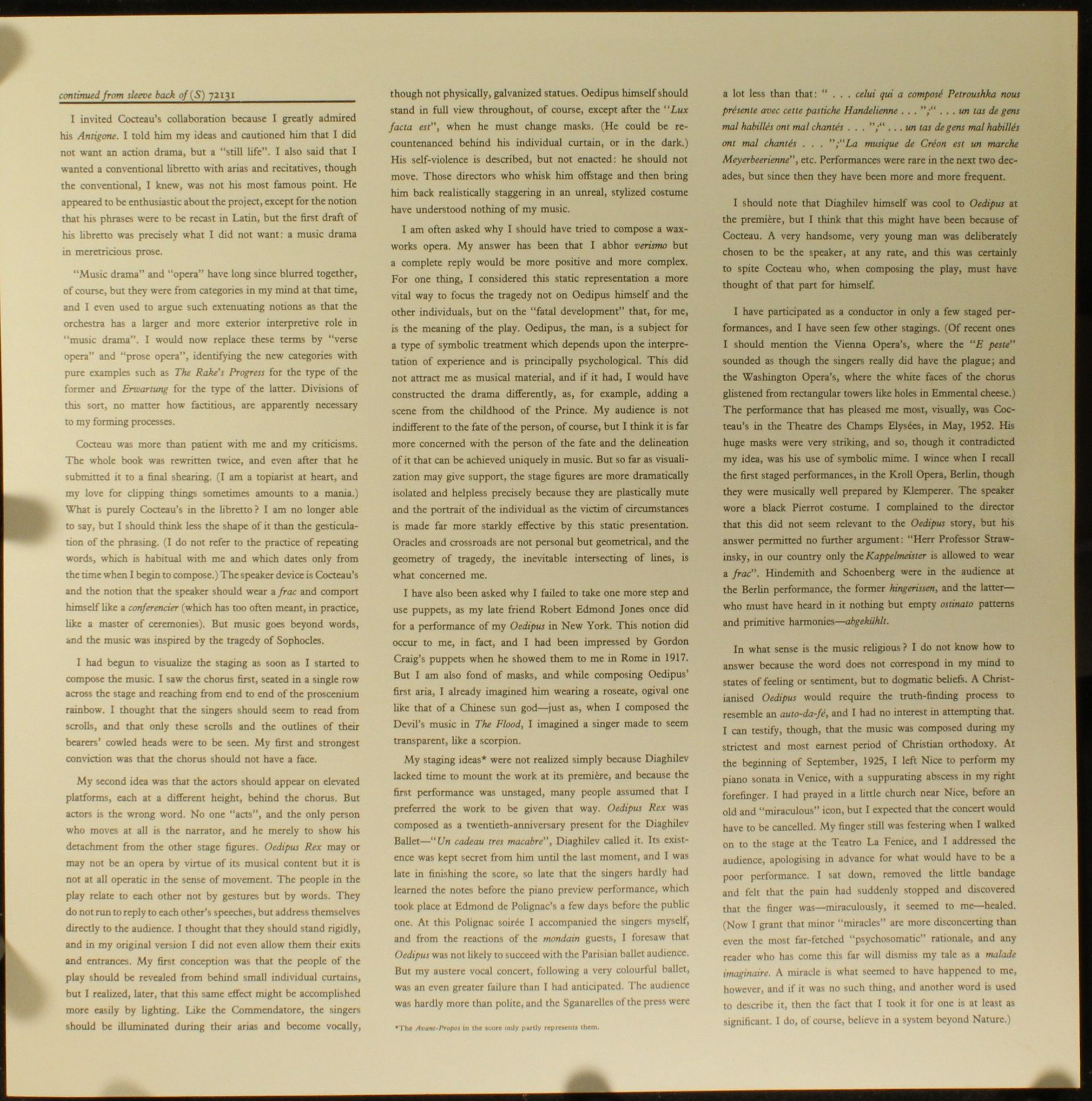 CBS BRG 72131 - Igor Stravinsky - Stravinsky Conducts Oedipus Re - Image 4