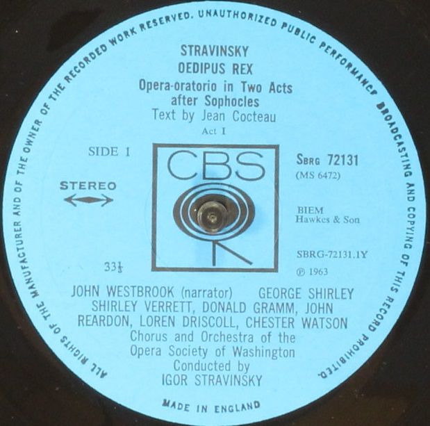 CBS BRG 72131 - Igor Stravinsky - Stravinsky Conducts Oedipus Re - Image 5