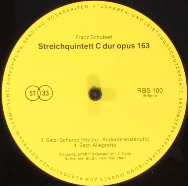 Not On Label RBS 100 - Franz Schubert, Stross-Quartett, Oswald U - Image 4