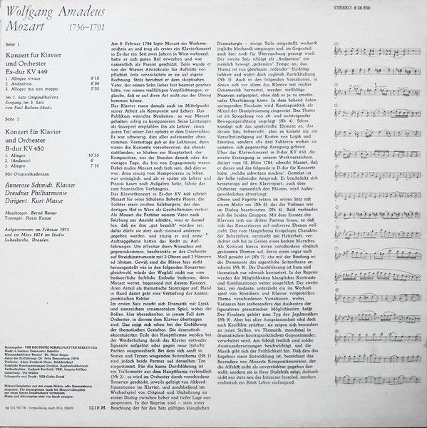 Eterna 8 26 830 - Wolfgang Amadeus Mozart, Annerose Schmidt, Dre - Image 2