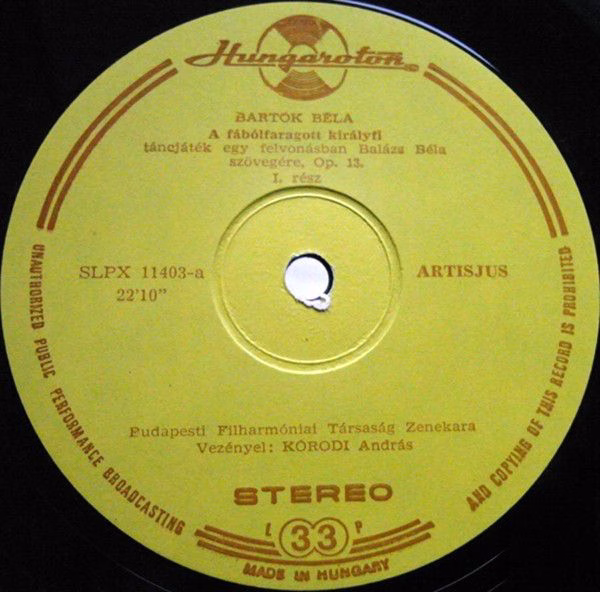 Hungaroton SLPX 11403 - Béla Bartók, The Budapest Philharmonic O - Image 5