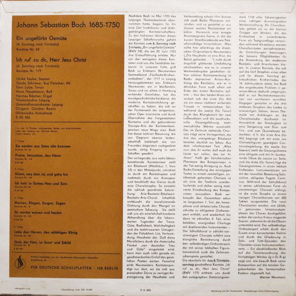 Eterna 8 20 456 - Johann Sebastian Bach, Günther Ramin - Ein Ung - Image 2