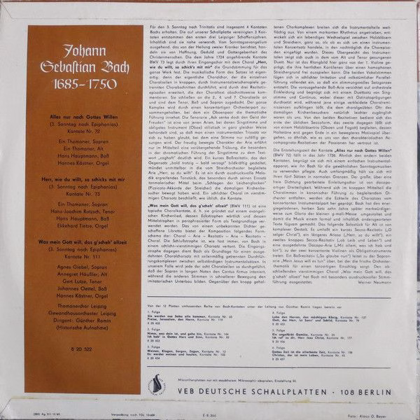 Eterna 8 20 522 - Johann Sebastian Bach, Günther Ramin - Alles N - Image 2
