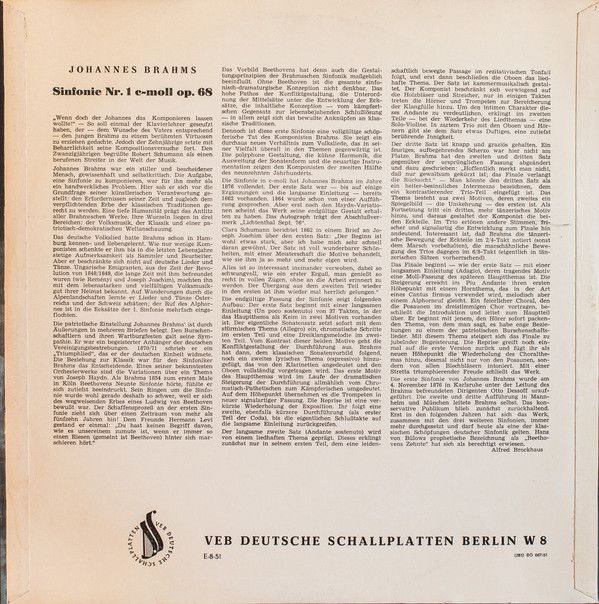 Eterna 8 20 071 - Johannes Brahms, Rundfunk-Sinfonieorchester Be - Image 2