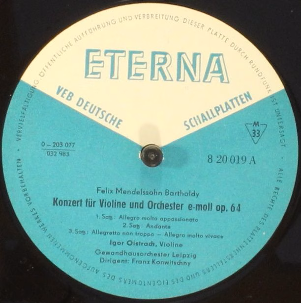 Eterna 8 20 019 - Igor Oistrach, Felix Mendelssohn-Bartholdy, He - Image 4