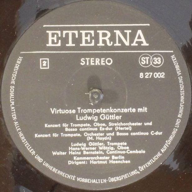 Eterna 8 27 002 - Ludwig Güttler, Kammerorchester Berlin, Hartmu - Image 3