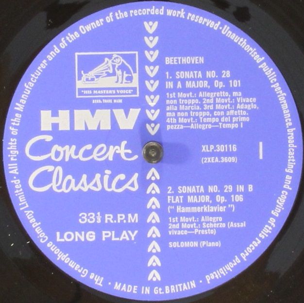 His Master's Voice XLP 30116 - Ludwig Van Beethoven, Solomon (6) - Image 3
