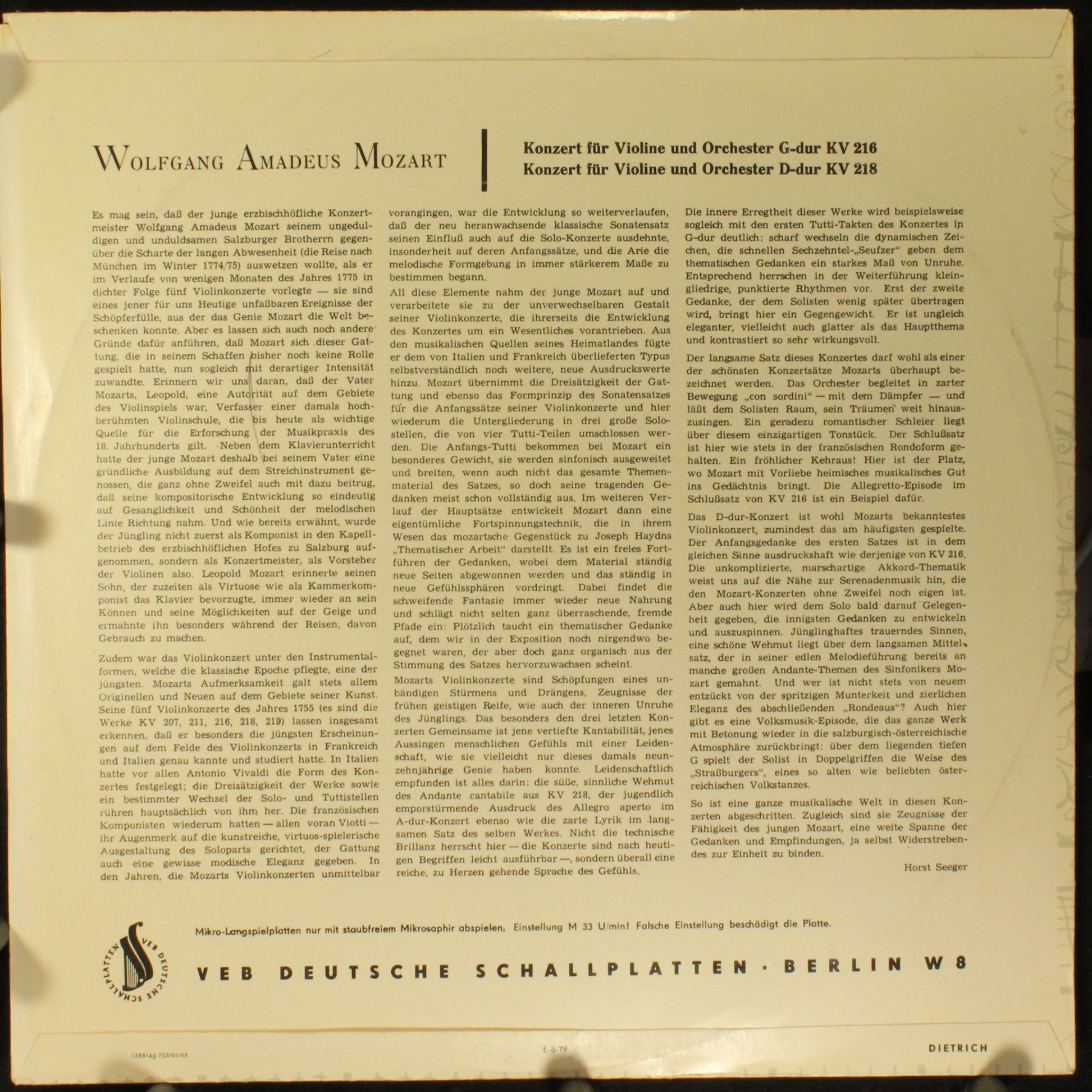 Eterna 8 20 132 - Wolfgang Amadeus Mozart, Arthur Grumiaux, Wien - Image 2