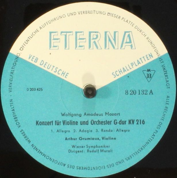 Eterna 8 20 132 - Wolfgang Amadeus Mozart, Arthur Grumiaux, Wien - Image 3
