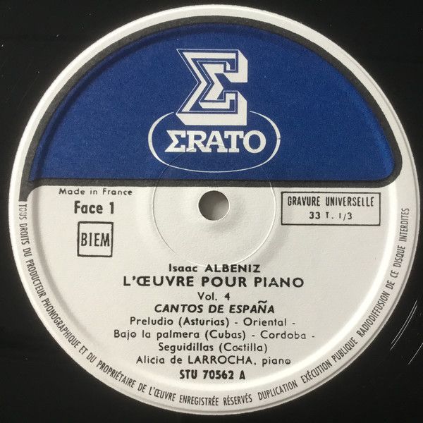 Erato STU 70562 - Isaac Albéniz, Alicia De Larrocha - L'Œuvre Po - Image 3