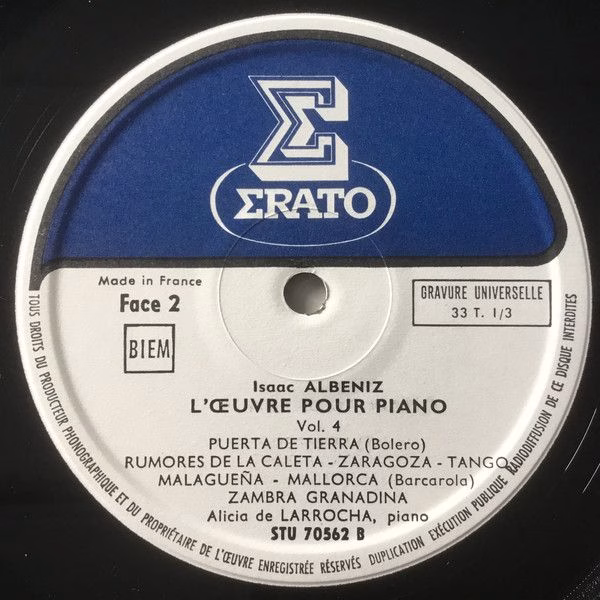 Erato STU 70562 - Isaac Albéniz, Alicia De Larrocha - L'Œuvre Po - Image 4
