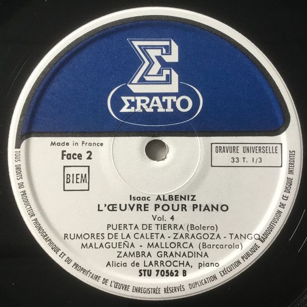 Erato STU 70562 - Isaac Albéniz, Alicia De Larrocha - L'Œuvre Po - Image 4