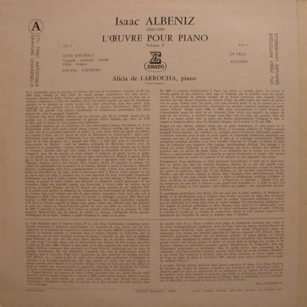 Erato STU 70561 - Isaac Albéniz, Alicia De Larrocha - L'Œuvre Po - Image 2