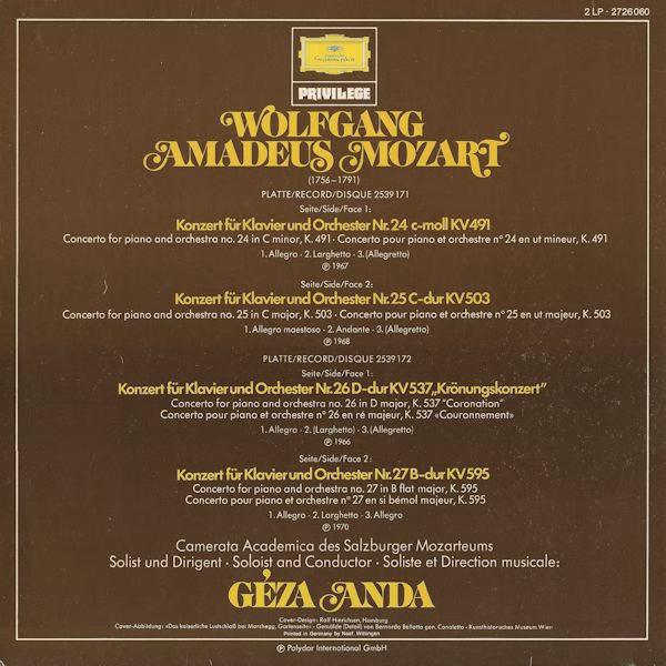 Deutsche Grammophon 2726 060 - Wolfgang Amadeus Mozart, Géza And - Image 2