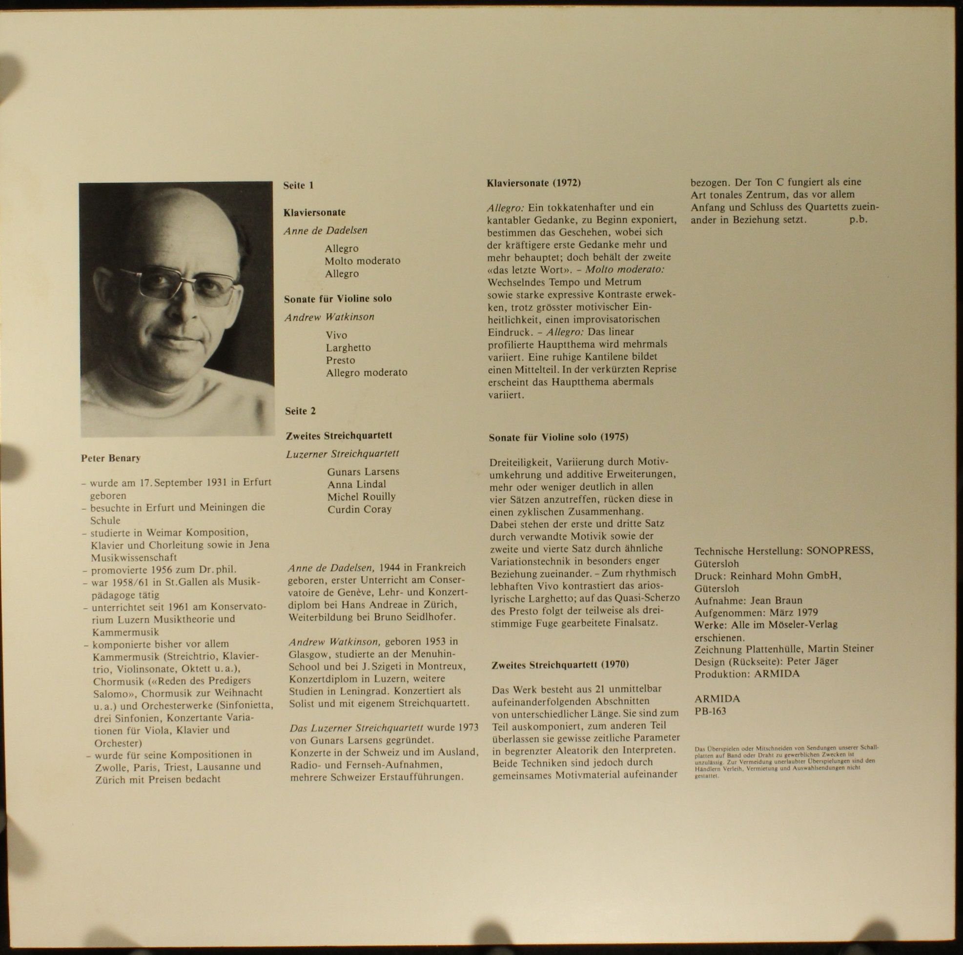 Armida PB-163 - Peter Benary - Kammermusik - Image 2