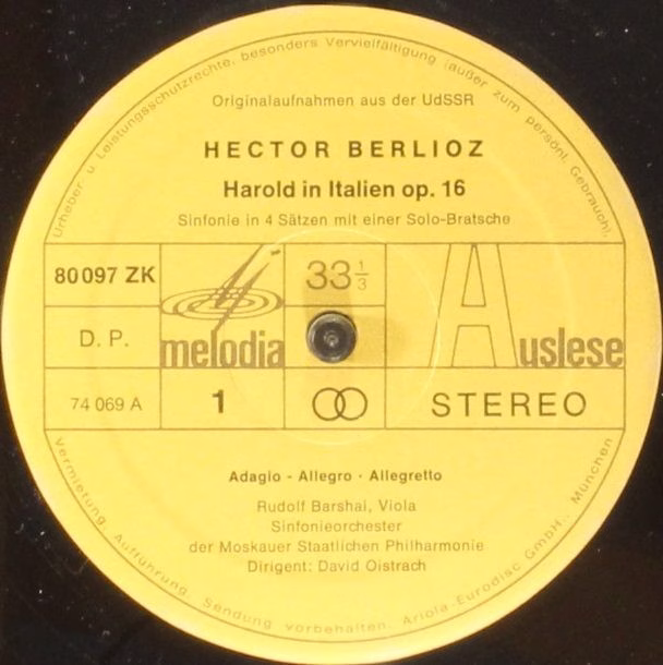Eurodisc 80 097 ZK - Hector Berlioz, Rudolf Barshai, Moscow Phil - Image 3