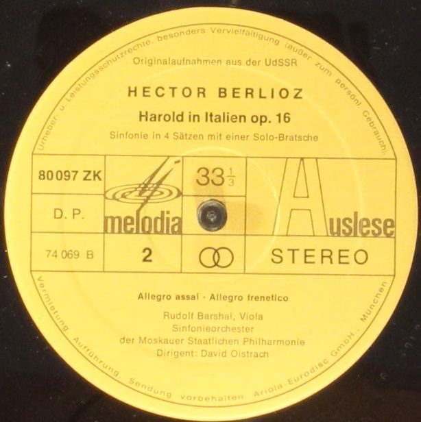 Eurodisc 80 097 ZK - Hector Berlioz, Rudolf Barshai, Moscow Phil - Image 4
